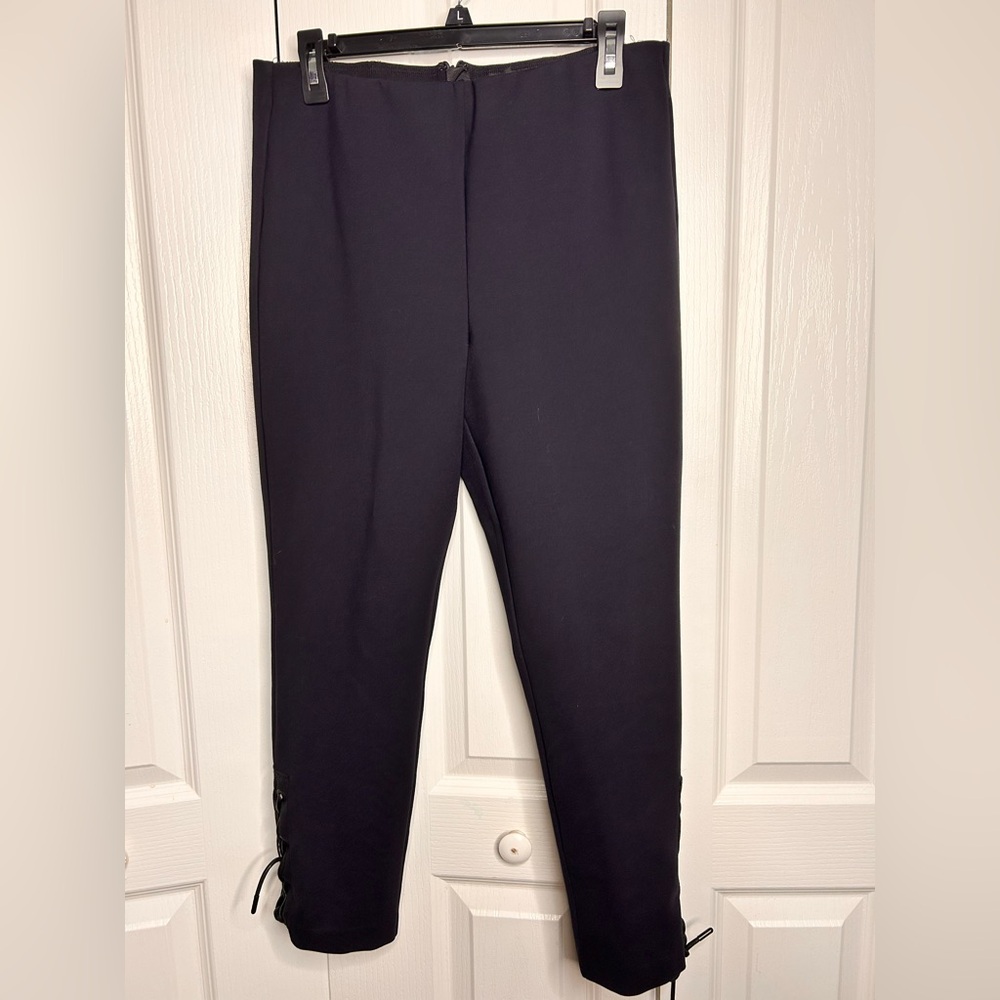 Rag & Bone Simone High Rise Pants Womens Size 10 Blue Navy Lace Up Capri 24.5”